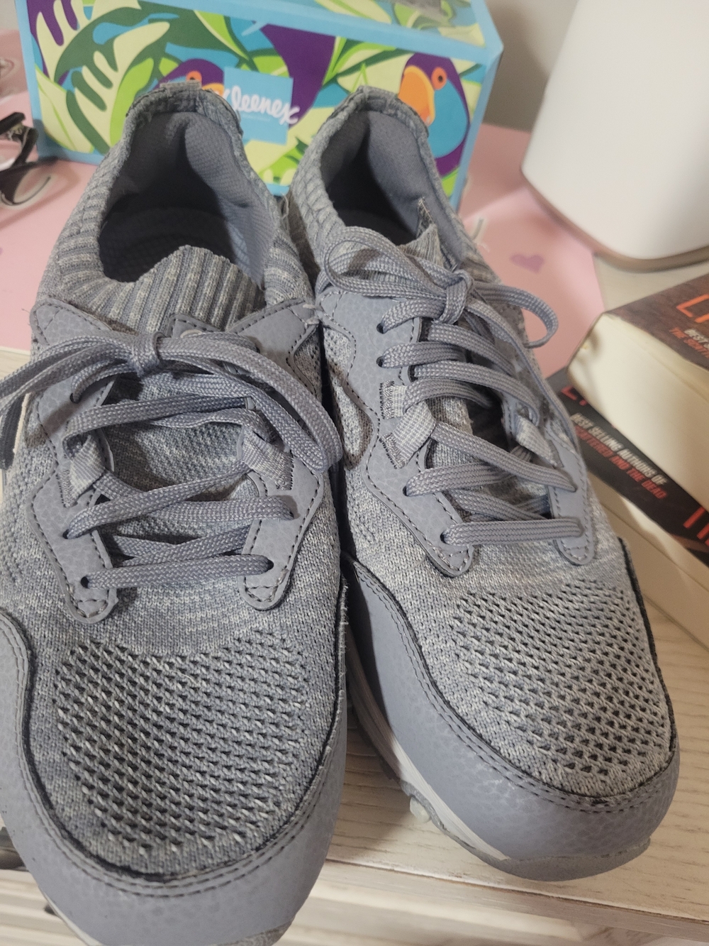 Gray Knit Lace-Up Skechers